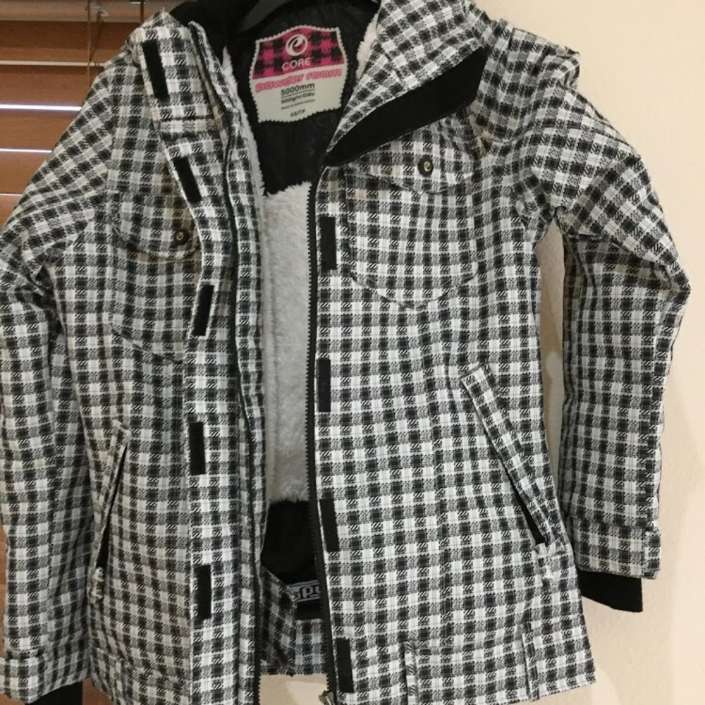 plaid windbreaker with a furry interior